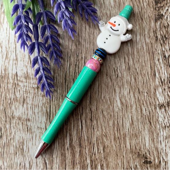 Handcrafted Christmas Pens Beaded Unique Artisan Gifts Office Accessories - Picture 8 of 9